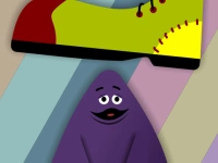 image bg Grimace vs giant clown shoes