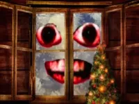 image bg New Year Santa Claus outside the window